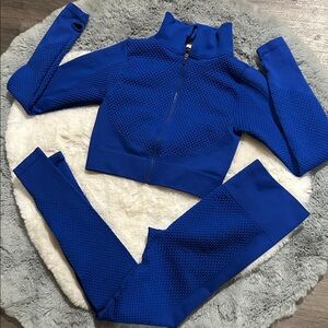 Blue Textured Activewear Set